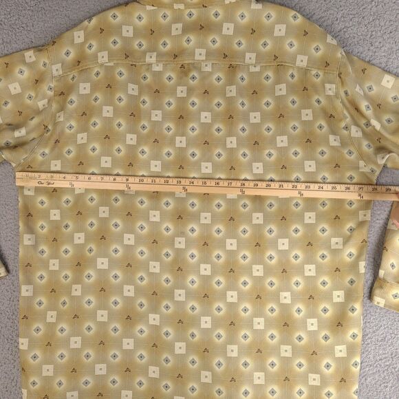 Vintage Avirex Shirt Mens XXL Gold Geometric Pattern Short Sleeve Button Down - Picture 12 of 16